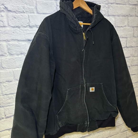 Carhartt Jacket Mens 2XL Tall Black J140 Loose Fit Quilted Hooded Duck Work - Picture 14 of 15